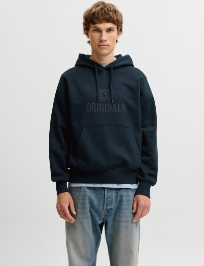 Jack & Jones Jorfrederiksberg Monogram Sweat Hood Sn Navy L