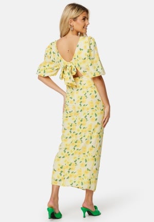 Bubbleroom Occasion Balloon Sleeve Bow Midi Dress Yellow/Floral 48 Bubbleroom Occasion Balloon Sleeve Bow Midi Dress Yellow/Floral 48