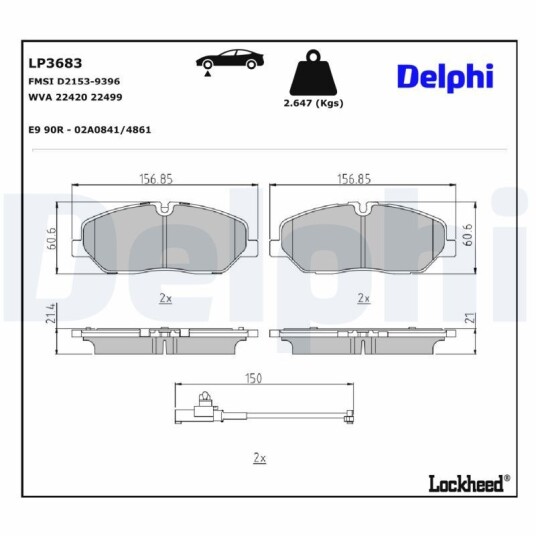 Bremseklosser DELPHI LP3683