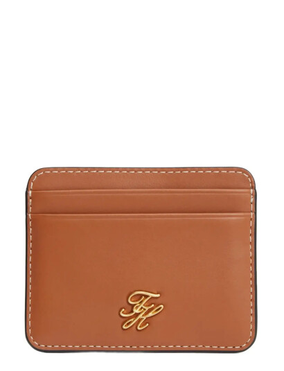 Tommy Hilfiger Th Script Leather Cc Holder Brown ONE SIZE