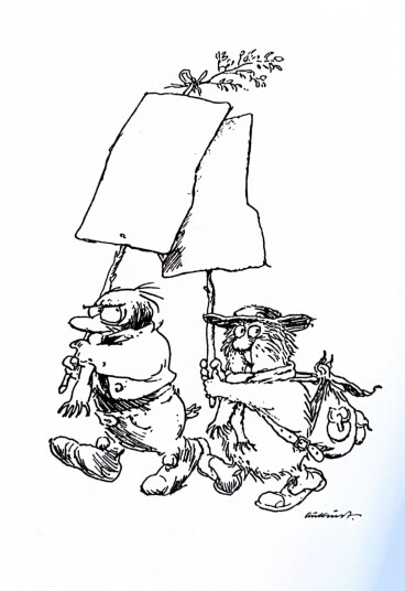 Huset Aukrust Postkort Solan og Ludvig med plakat