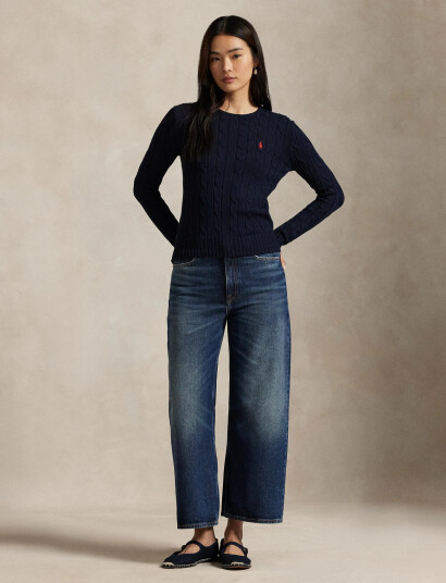 Polo Ralph Lauren Cable-Knit Cotton Crewneck Sweater - Navy - S