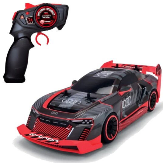 Dickie Toys Audi S1 E-Tron Quattro 1:16 Radiostyrt Driftbil 4WD Grå/Rød