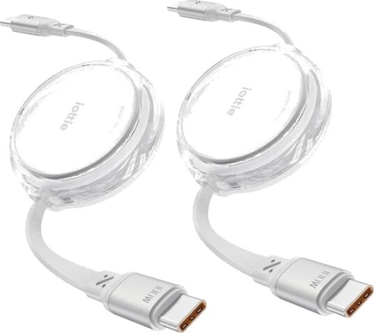 iOttie USB C 100W uttrekkbar kabel 2 pack hvit IOTACC610