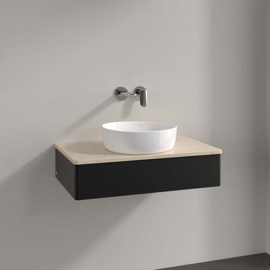 Villeroy & Boch Antao Servantskap med 1 skuff 80x50x19 cm u/lys Sort Matt/Crème Villeroy & Boch Antao Servantskap med 1 skuff 80x50x19 cm u/lys Sort Matt/Crème