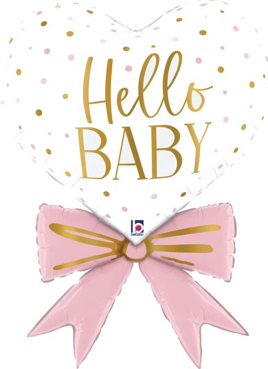 Folieballong Hjerte Pink Baby Bow