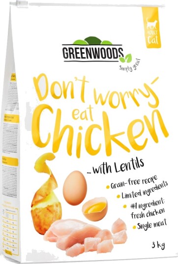 Greenwoods Tørrfôr Med Linser Poteter Og Egg Kylling 3 kg