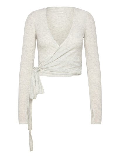 STRONGER Soft Rib Wrap Long Sleeve Grey S