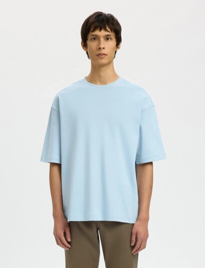 Selected Slhrelaxaspen Interlock Ss O Neck Tee Blue M