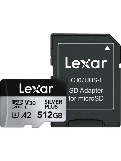 Lexar Professional Silver Plus MicroSD/SD 205MB/s 512GB Lexar Professional Silver Plus MicroSD/SD 205MB/s 512GB