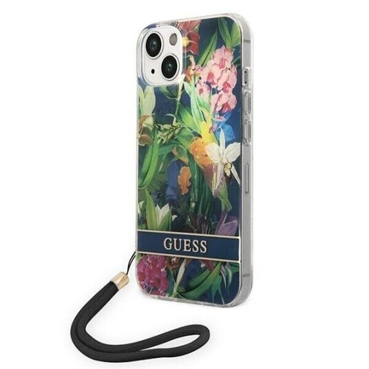 Guess Hardt Deksel til iPhone 14 Plus 6,7" Blå med Blomsterstropp
