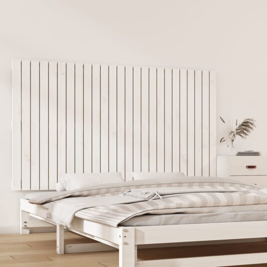 Veggmontert sengegavl hvit 159,5x3x90 cm heltre furu