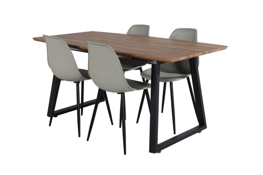 Venture Home Inca Spisegruppe 160 cm Rektangulær med 4 Polar Stoler Sort