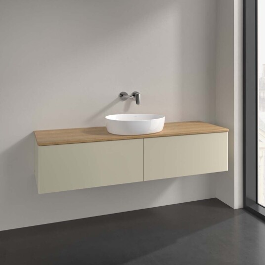 Villeroy & Boch Antao Servantskap med 2 skuffer 160x50x36 cm u/lys Grå Matt/Eik Villeroy & Boch Antao Servantskap med 2 skuffer 160x50x36 cm u/lys Grå Matt/Eik