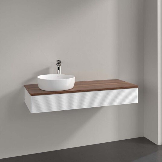 Villeroy & Boch Antao Servantskap med 1 skuff 120x50x19 cm m/lys Hvit Matt/Valnøtt Villeroy & Boch Antao Servantskap med 1 skuff 120x50x19 cm m/lys Hvit Matt/Valnøtt