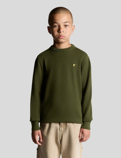 Lyle & Scott Cotton Crew Neck Jumper - Green - 122-128