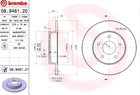 Bremseskive BREMBO 08.9461.21