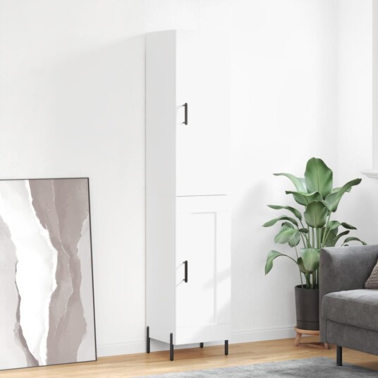 vidaXL Highboard hvit 34,5x34x180 cm konstruert tre 8720845485351