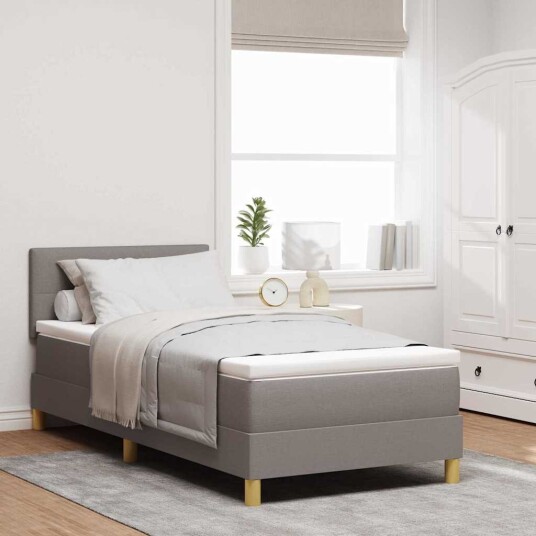 Sengebunn med madrass Taupe 100x200 cm Stoff