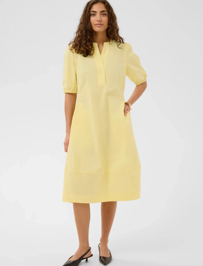 Culture Cuantoinett Ss Placket Dress Yellow S Culture Cuantoinett Ss Placket Dress Yellow S