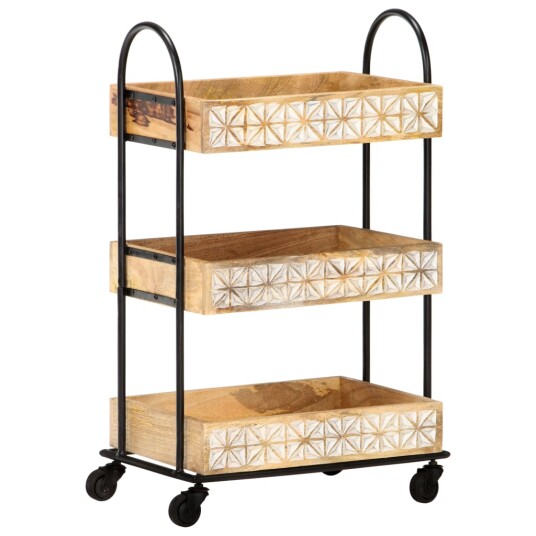 Kjøkkenvogn 3 etasjer 46x30x76 cm heltre mango 289093 Kjøkkenvogn 3 etasjer 46x30x76 cm heltre mango 289093