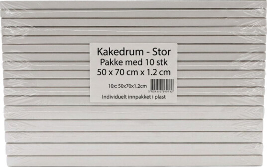 Kake Drum Avlang Hvit 50x70cm Pk/10 | Slikkepott.No