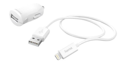 Hama Billader 12W med Lightning Kabel for iPhone - Hvitt