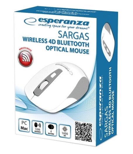 Mysz Esperanza Esperanza Mysz Bluetooth 4D Sargas Biała Em130w