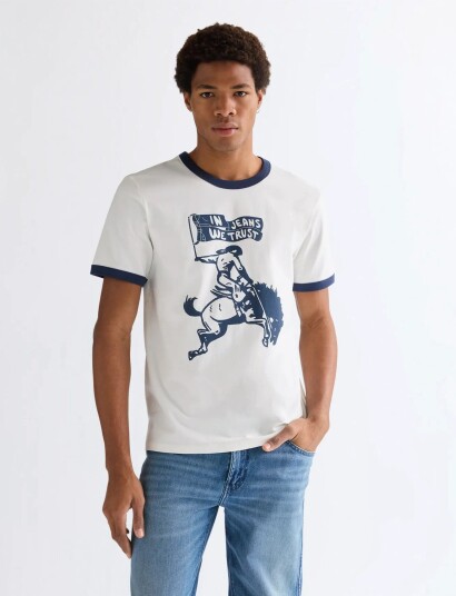 Wrangler Ringer Tee   Cream   XL x 00