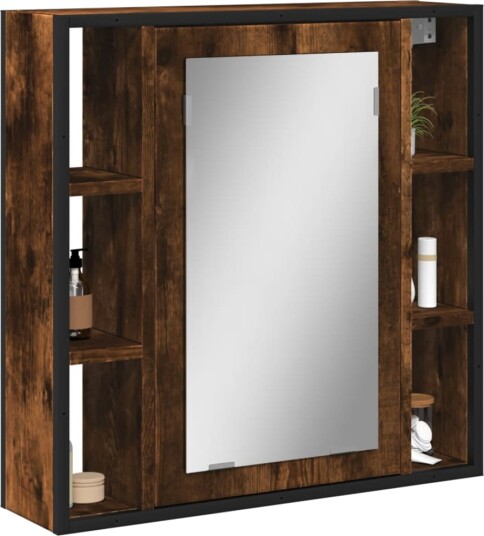 vidaXL Baderomsskap med speil røkt eik 60x16x60 cm konstruert tre vidaXL Baderomsskap med speil røkt eik 60x16x60 cm konstruert tre