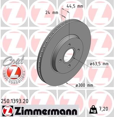 Bremseskive ZIMMERMANN 250.1393.20