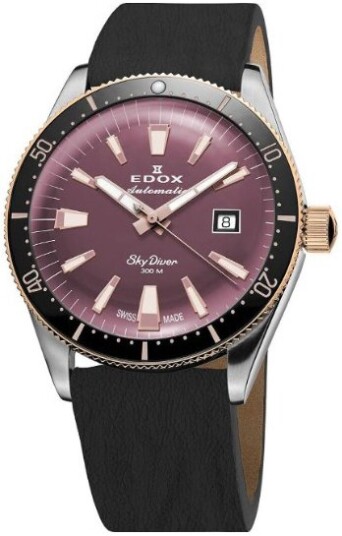 Edox Dameklokke 80131 357RNRC VIO Skydiver Lilla/Lær Ø38 mm