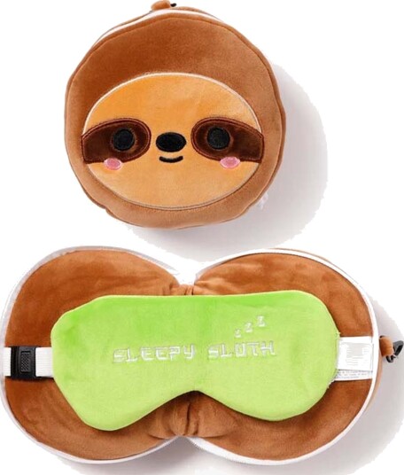 Relaxeazzz Plush Reisepute & Øyemaske, Sloth Relaxeazzz Plush Reisepute & Øyemaske, Sloth