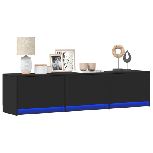TV-benk med LED svart 165x34x40 cm konstruert tre 852251