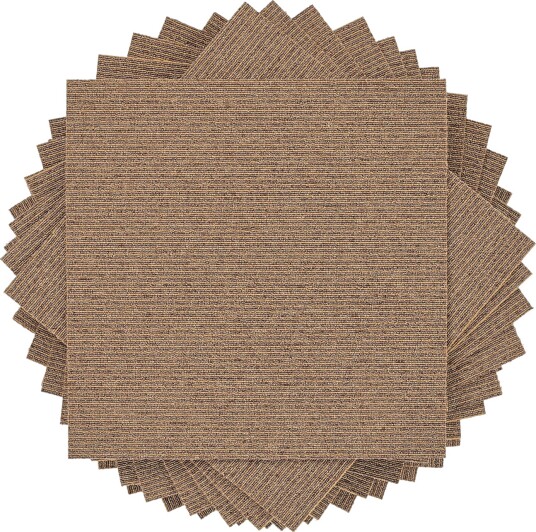 Helteppe Almeria Tekstilfliser 24 stk. stripet brun Størrelse: 50 x 50 cm Helteppe Almeria Tekstilfliser 24 stk. stripet brun Størrelse: 50 x 50 cm