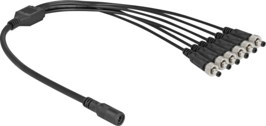 Delock - Strømsplitter - 5,5 X 2,1 Mm Dc-Jakk (Hunn) Til 5,5 X 2,1 Mm Dc-Jakk (Hann) Skrubar - 30 V - 2 A - 50 Cm - Svart