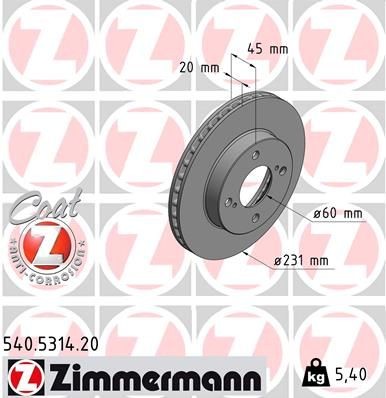 Bremseskive ZIMMERMANN 540.5314.20