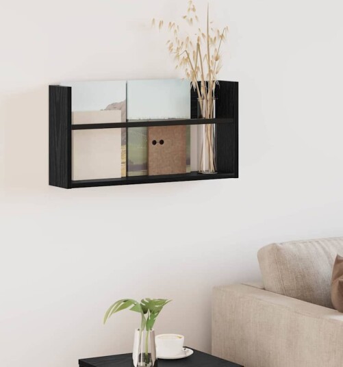 vidaXL Magasinreol med hylle Svart Eik 60 x 12 x 30 cm Konstruert tre vidaXL Magasinreol med hylle Svart Eik 60 x 12 x 30 cm Konstruert tre