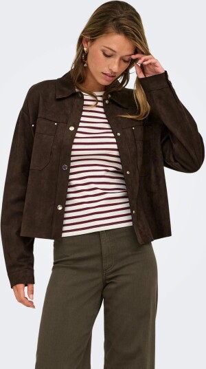 JDY Jdyjulle L/S Fake Suede Shirt Jrs Noos   Brown   S