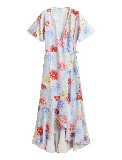 GANT Floral Print Wrap Ss Frill Dress Multi/patterned 44
