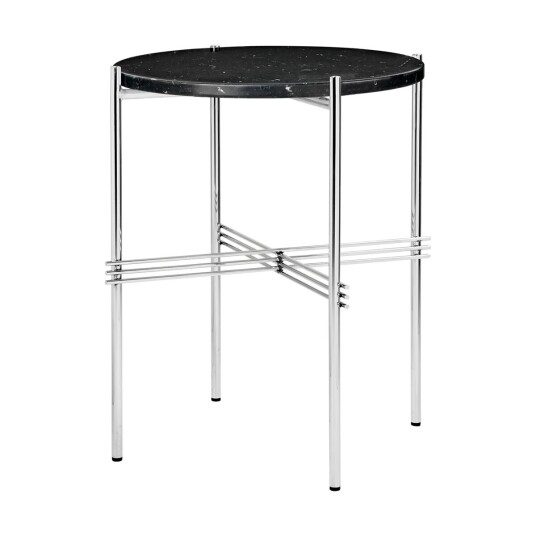 Gubi TS salongbord polert stål Ø 40 Black marquina marble