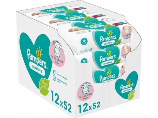 Pampers Sensitive 81687211 Våtserviett For Baby Dermatologisk Testet Allergivennlig Nøytral Ph Fri For Lukt