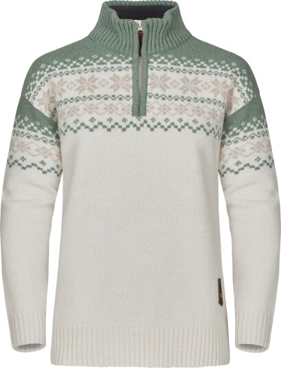 Gridarmor Women"s Snøkrystall Half Zip Ullgenser White/Green/Beige XXL Gridarmor Women"s Snøkrystall Half Zip Ullgenser White/Green/Beige XXL