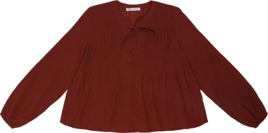 Mango Teen Chiffon Blouse With Tie Details   MEDIUM ORANGE   XXS