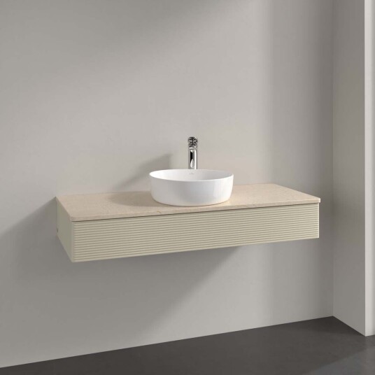 Villeroy & Boch Antao Servantskap med 1 skuff 120x50x19 cm u/lys Grå Matt/Crème Villeroy & Boch Antao Servantskap med 1 skuff 120x50x19 cm u/lys Grå Matt/Crème