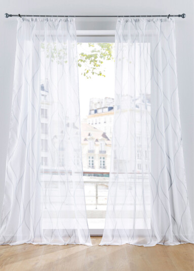bonprix Gardin med trykk (1-pack) 1 (H/B: 145/144 cm),2 (H/B: 175/144 cm),3 (H/B: 225/144 cm),4 (H/B: 245/144 cm) hvit