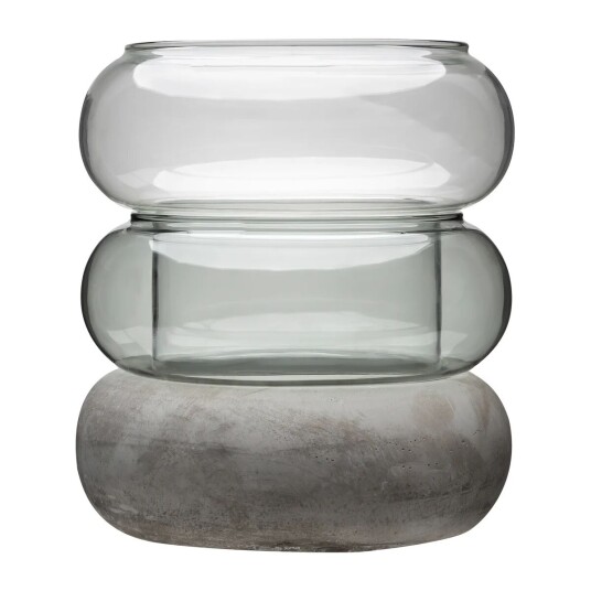 Muurla Bagel vase/lyslykt 22 cm Grå