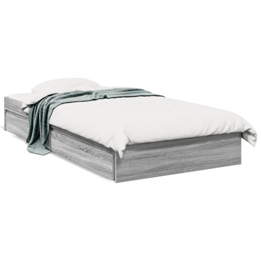  Sengeramme med skuffer grå sonoma 75x190 cm konstruert tre 8721102623714