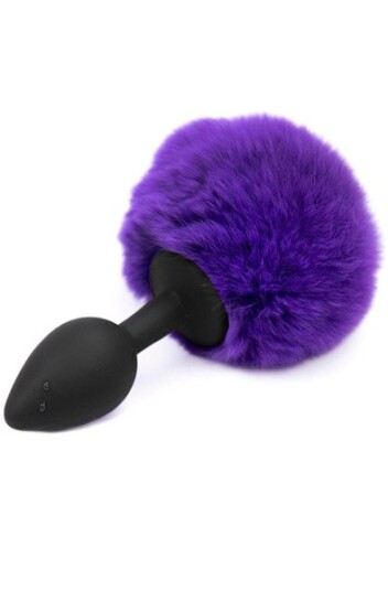 Purple Faux Fur Rabbit Tail With Silicone Plug S