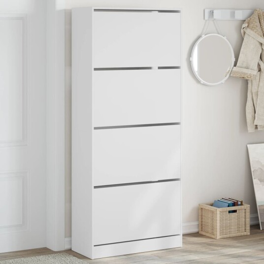 Skoskap med 4 vippeskuffer hvit 80x34x187,5 cm 8721012385726